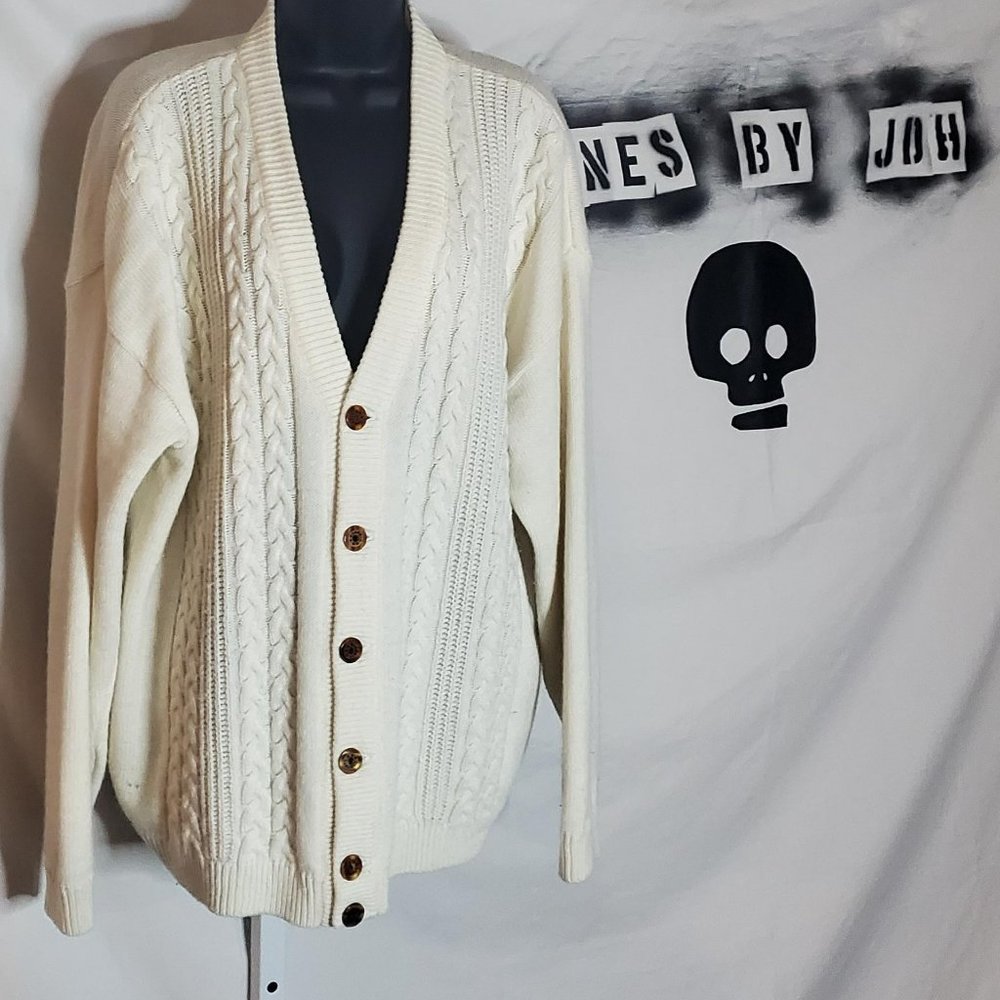 ENZO Unisex Vintage Fisherman Knit Polyester Cardigan